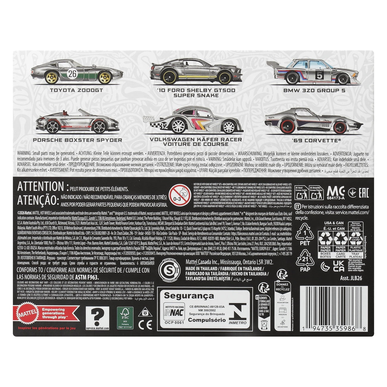 Productafbeelding Hot Wheels Silver Series die-cast voertuigen 6-pack 1/64 ZAMAC