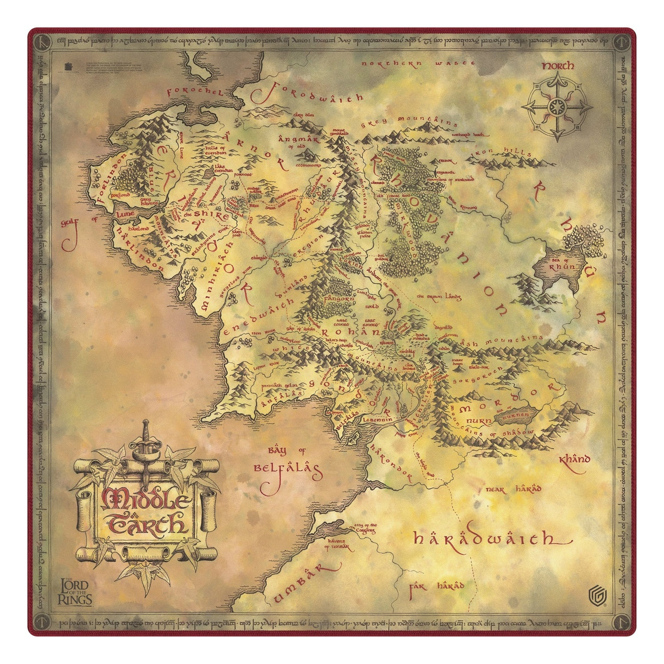 Productafbeelding Ultimate Guard Playmat Oversized 61 x 61 cm The Lord of the Rings™ "Plaatsen van Midden-aarde"