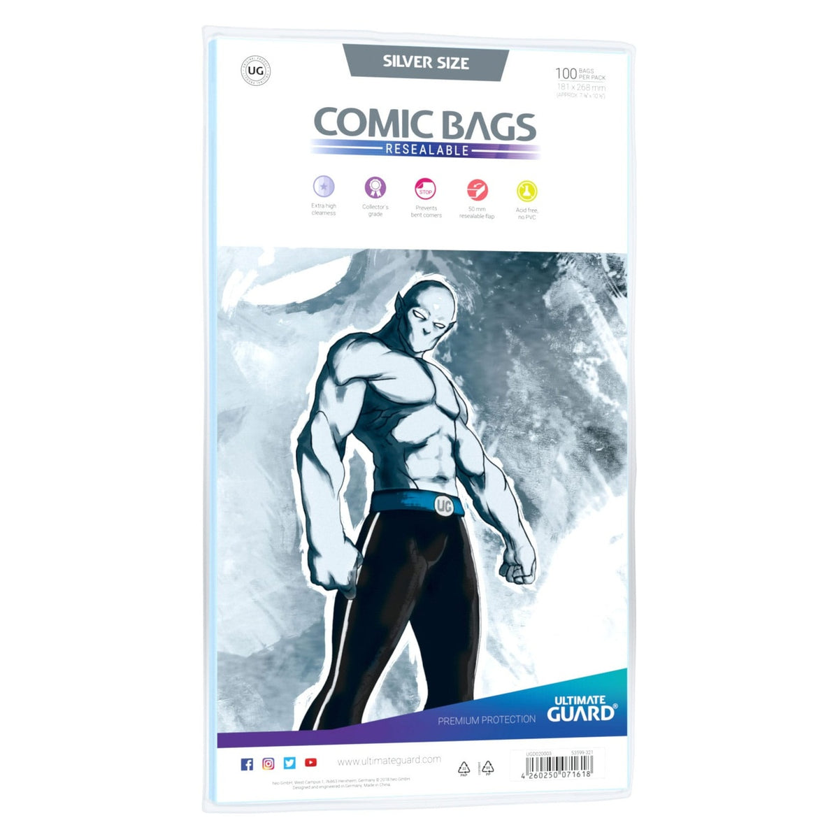 Productafbeelding Ultimate Guard Comic Bags hersluitbaar (100) - Silver Size