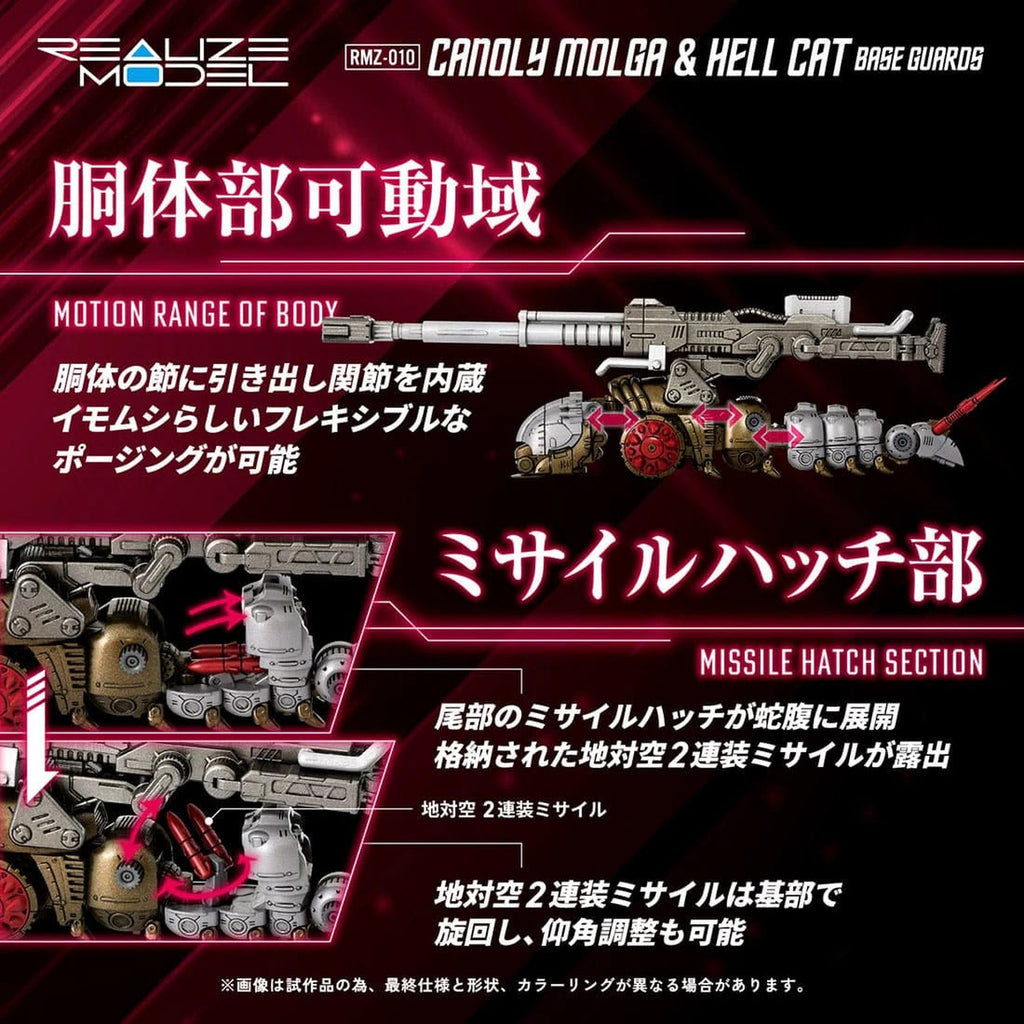 Productafbeelding Zoids Plastic Model Kits 2-pack 1/100 RMZ-010 Canoly Molga & Hell Cat Base Guards Sets 20 cm