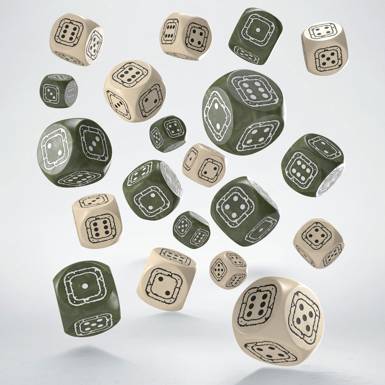 Productafbeelding Fortress Compact D6 Dobbelsteenset Beige & Olive (20)
