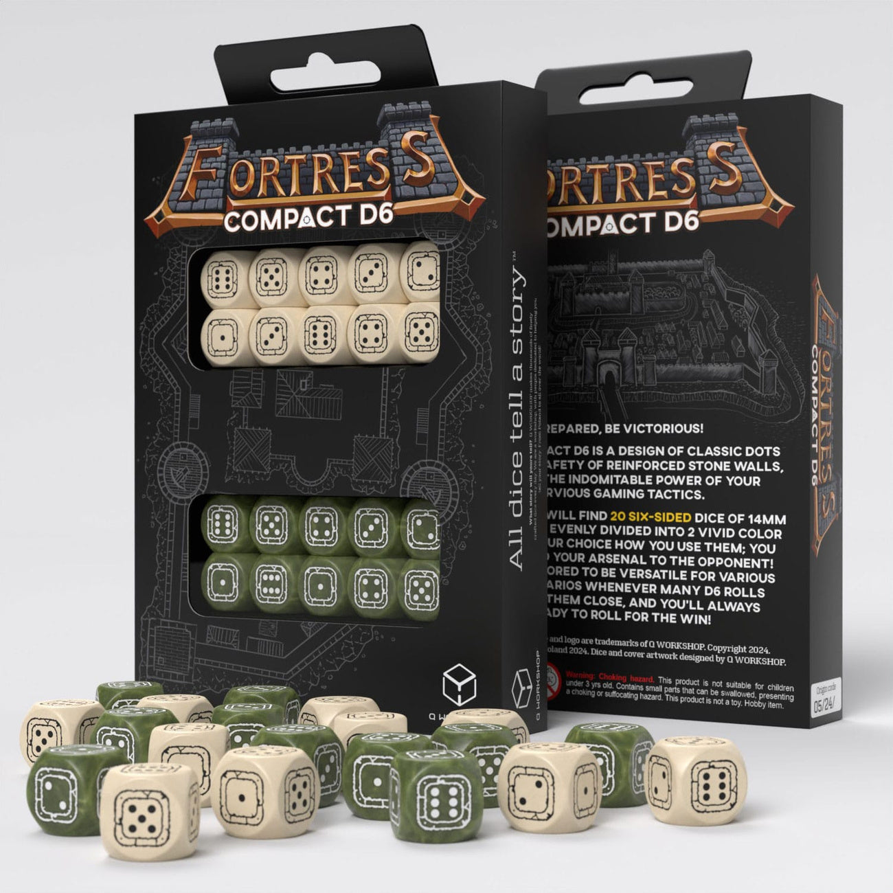 Productafbeelding Fortress Compact D6 Dobbelsteenset Beige & Olive (20)