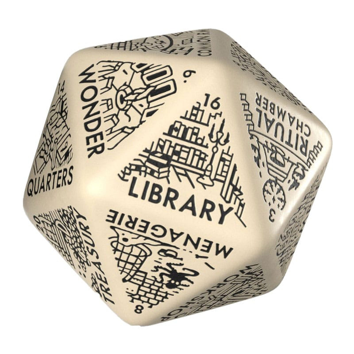 Productafbeelding Viridian Dobbelsteen Jumbo Dobbelsteen Dungeon Room Generator D20 Beige