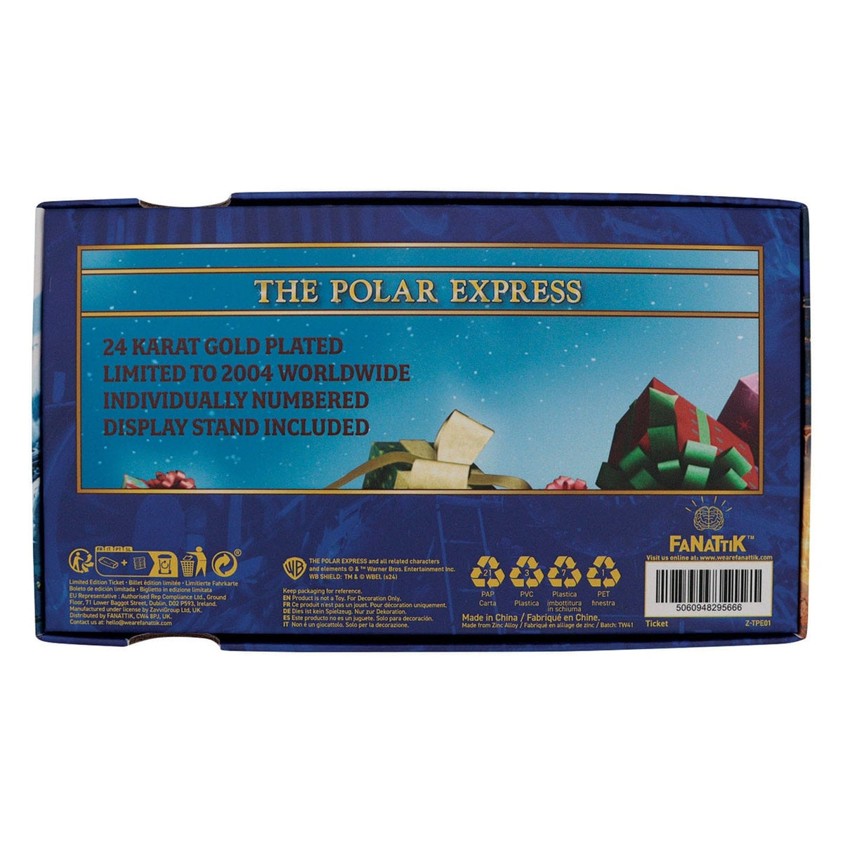 Productafbeelding The Polar Express Replica Treinkaartje 24k Verguld Limited Edition