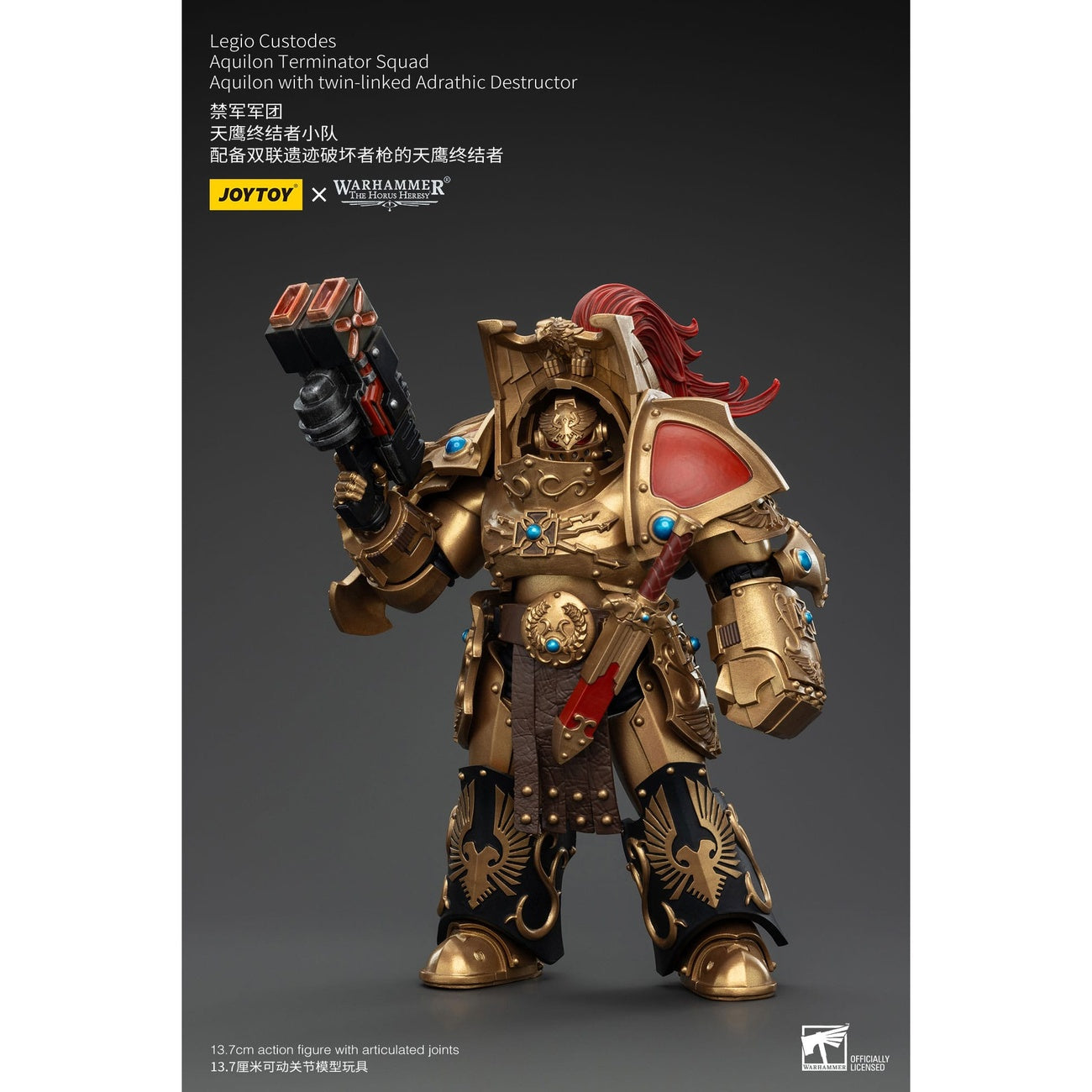 Product image Warhammer The Horus Heresy Action Figure 1/18 Legio Custodes Aquilon Terminator Squad Aquilon with Twin-Linked Adrathic Destructor