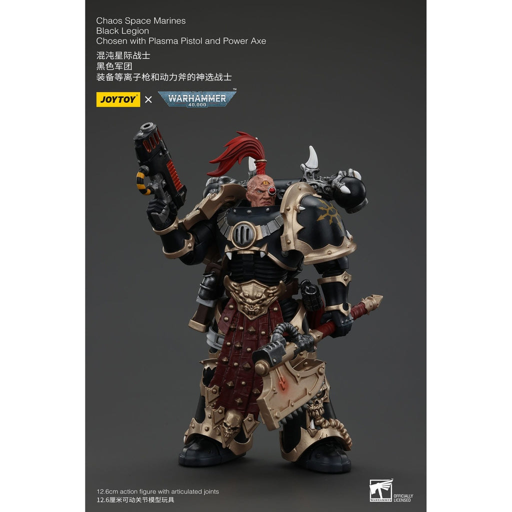 Productafbeelding Warhammer 40k actiefiguur Chaos Space Marines Black Legion Chosen met plasma pistol en power axe 20 cm