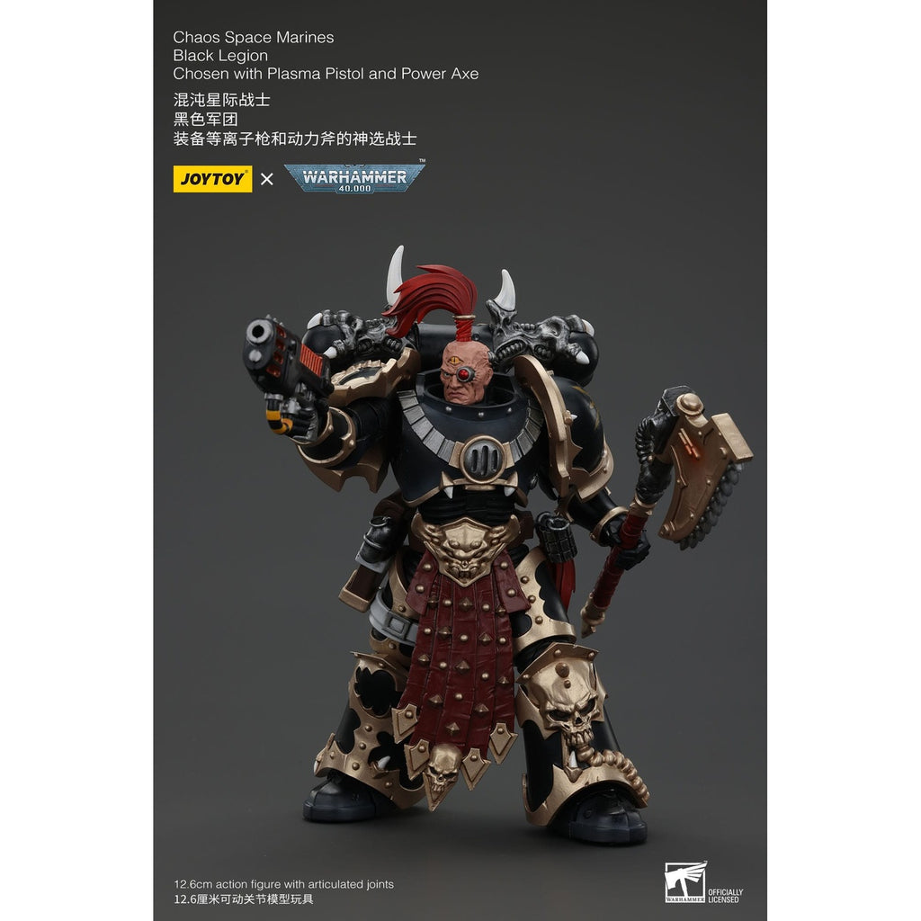 Productafbeelding Warhammer 40k actiefiguur Chaos Space Marines Black Legion Chosen met plasma pistol en power axe 20 cm