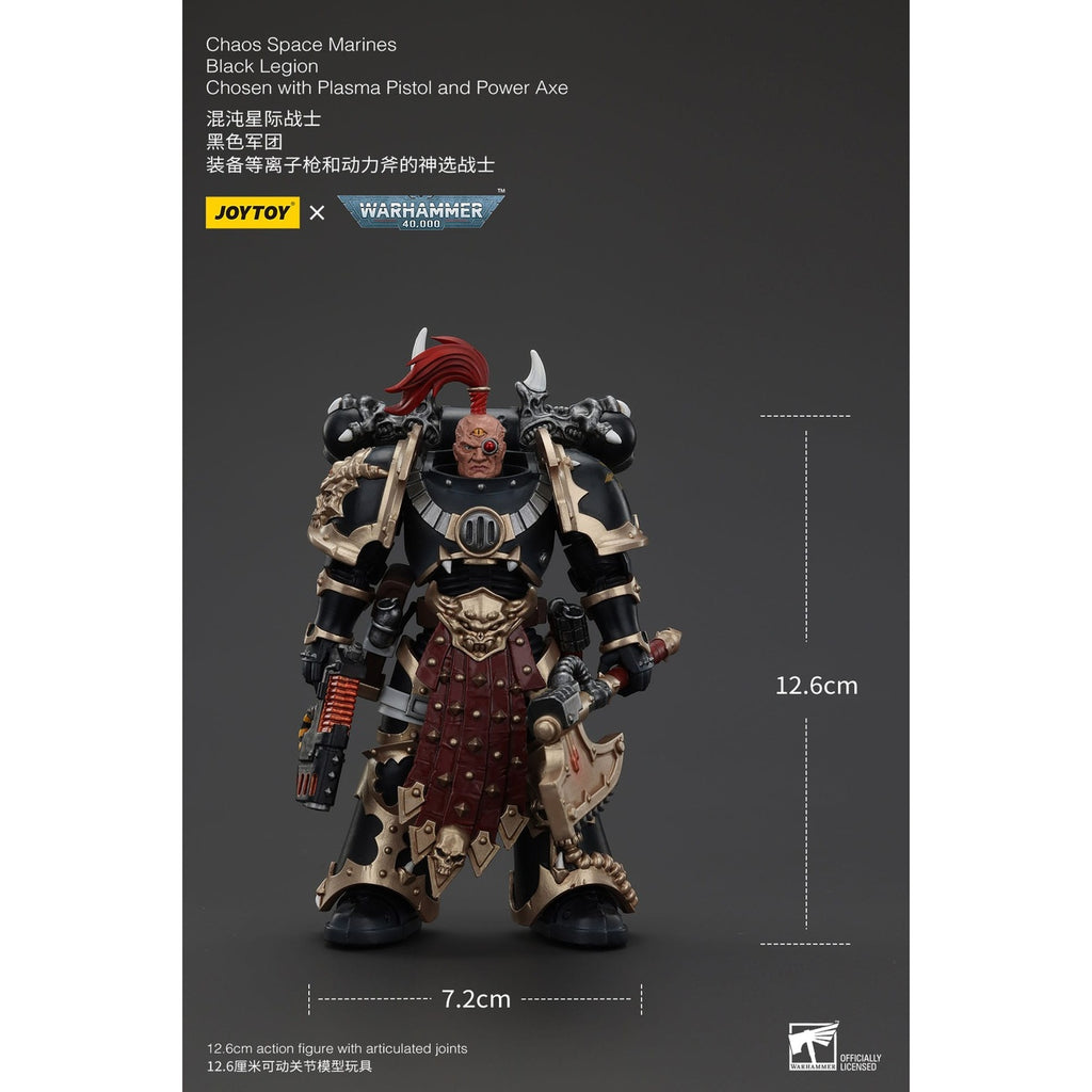 Productafbeelding Warhammer 40k actiefiguur Chaos Space Marines Black Legion Chosen met plasma pistol en power axe 20 cm