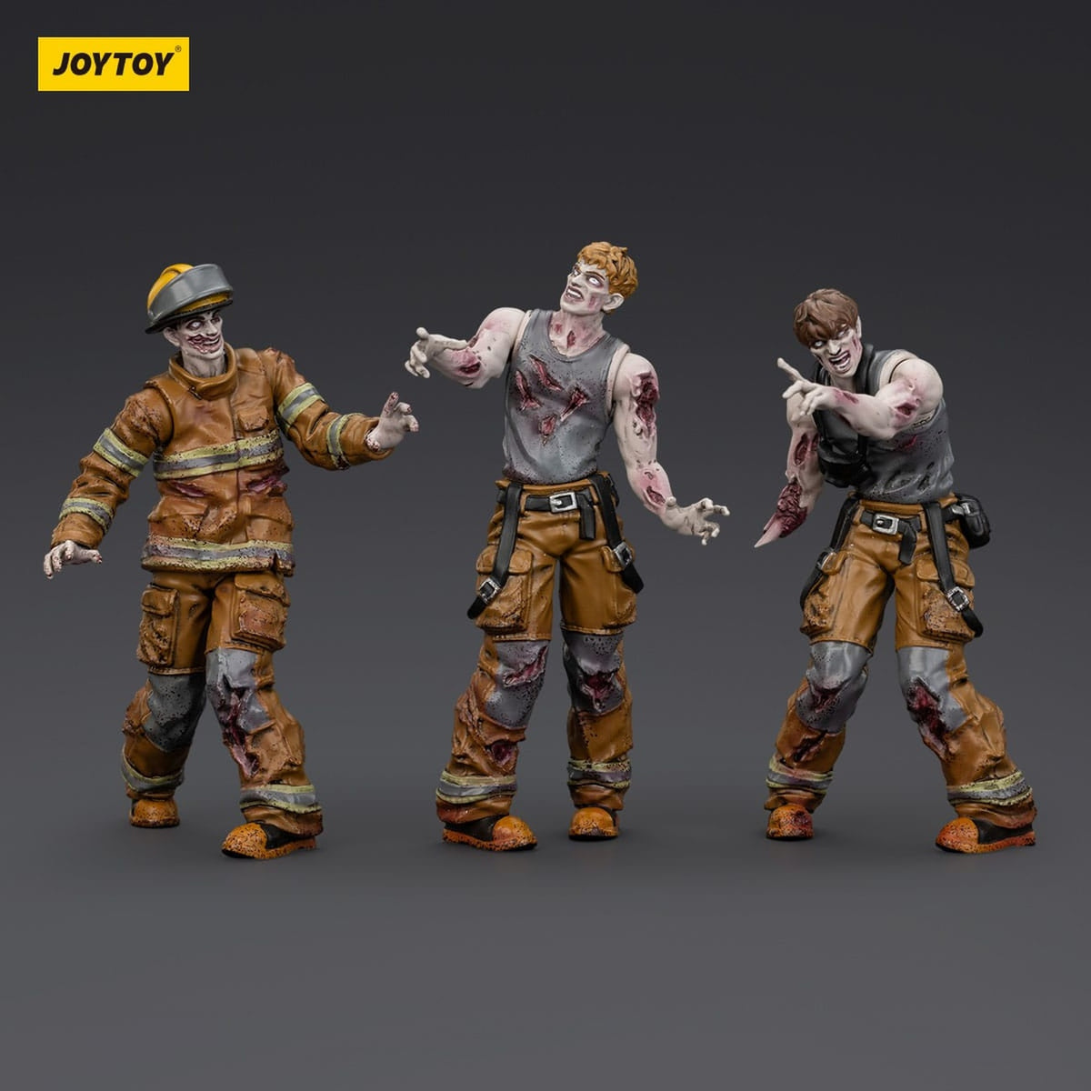 Productafbeelding Zombie Dark Source actiefiguren 3-pack Firefighters 8 cm