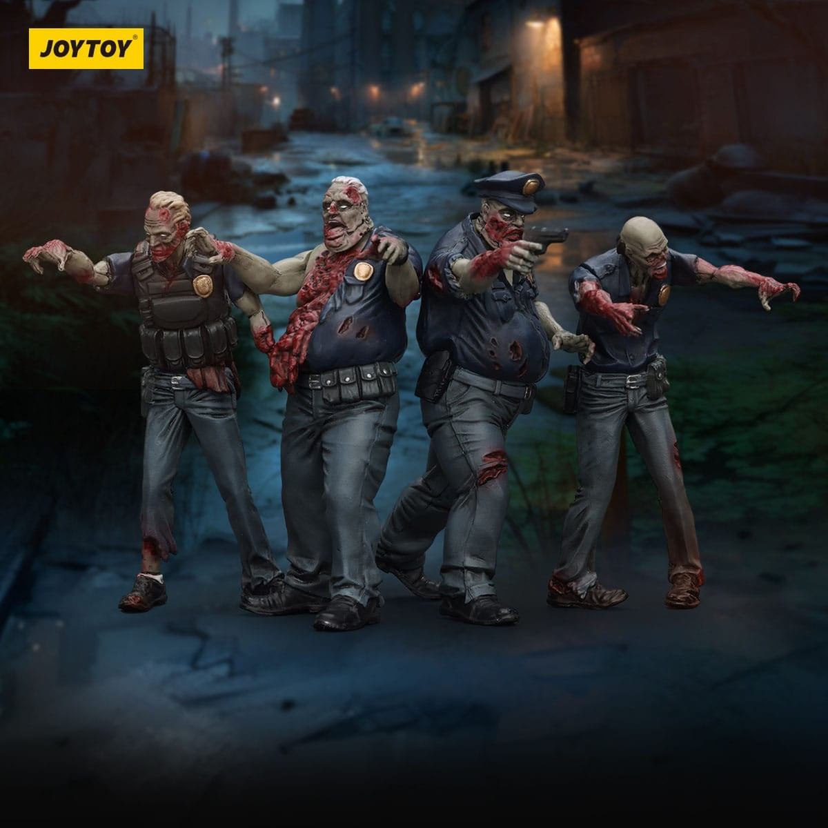 Productafbeelding Zombie Dark Source actiefiguren 4-pack Police (Male) 8 cm