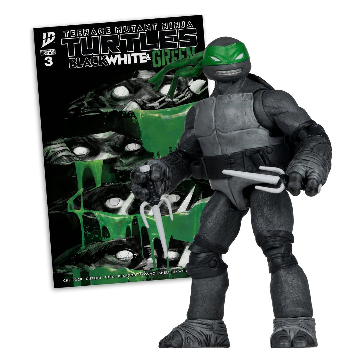 Productafbeelding Teenage Mutant Ninja Turtles Page Punchers actiefiguur Raphael (Black White & Green) (Red Platinum Edition) 13 cm