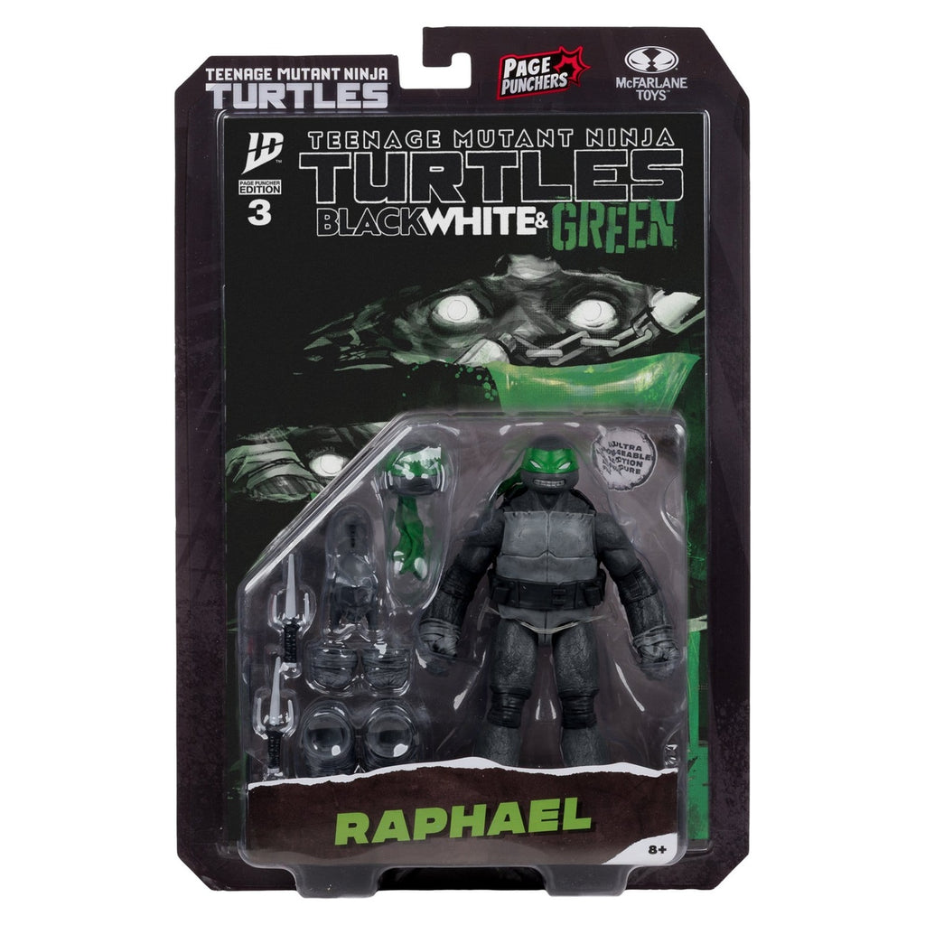 Productafbeelding Teenage Mutant Ninja Turtles Page Punchers actiefiguur Raphael (Black White & Green) (Red Platinum Edition) 13 cm