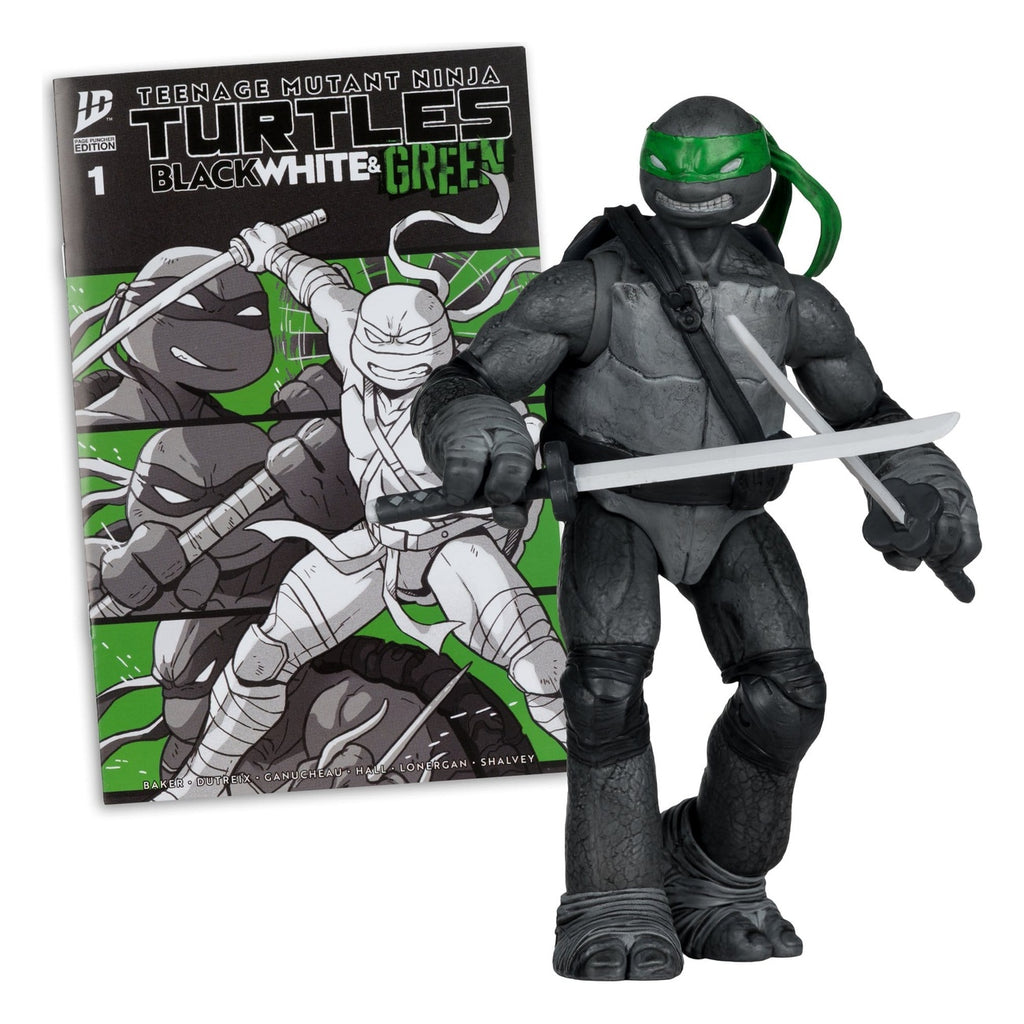 Productafbeelding Teenage Mutant Ninja Turtles Page Punchers actiefiguur Leonardo (Black White & Green) (Red Platinum Edition) 13 cm