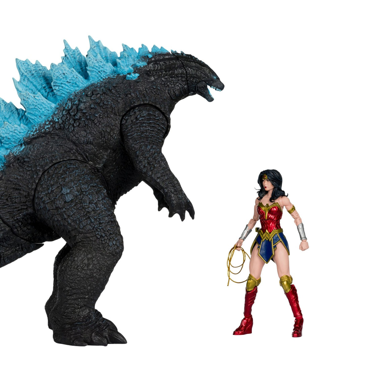 Productafbeelding DC Justice League Monsterverse DC Multiverse Actiefiguren 2-pack Wonder Woman vs. Atomic Blast Godzilla 18 cm