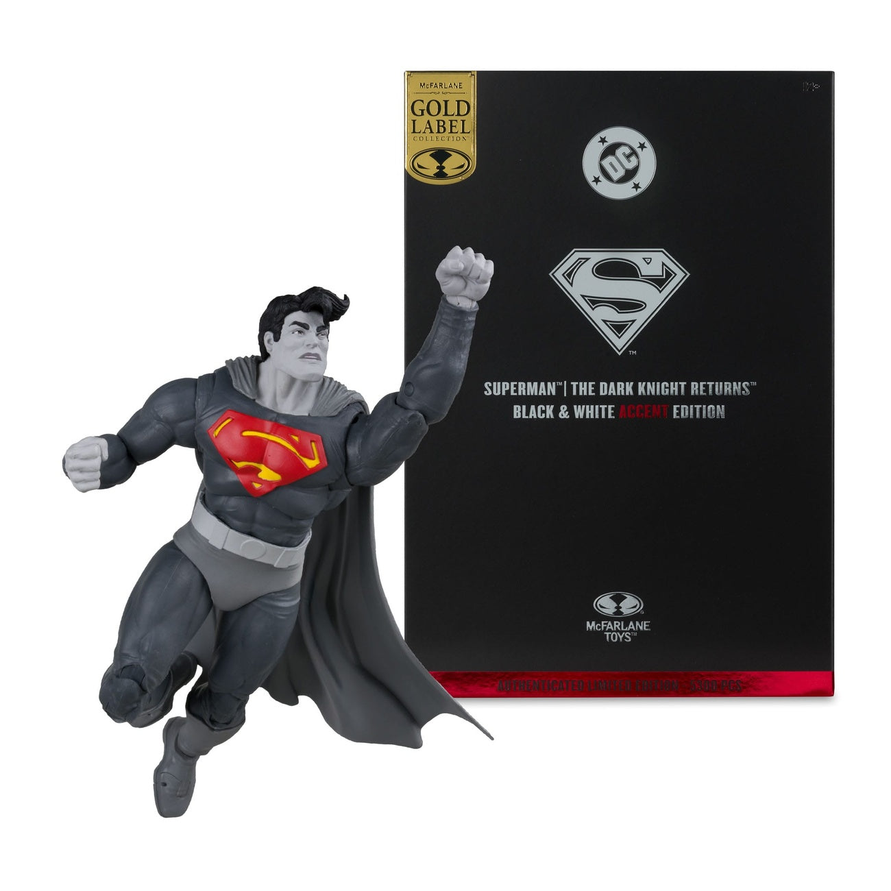 Productafbeelding DC Multiverse Actiefiguur Superman (The Dark Knight Returns) (Black & White Accent Edition) (Gold Label) 18 cm