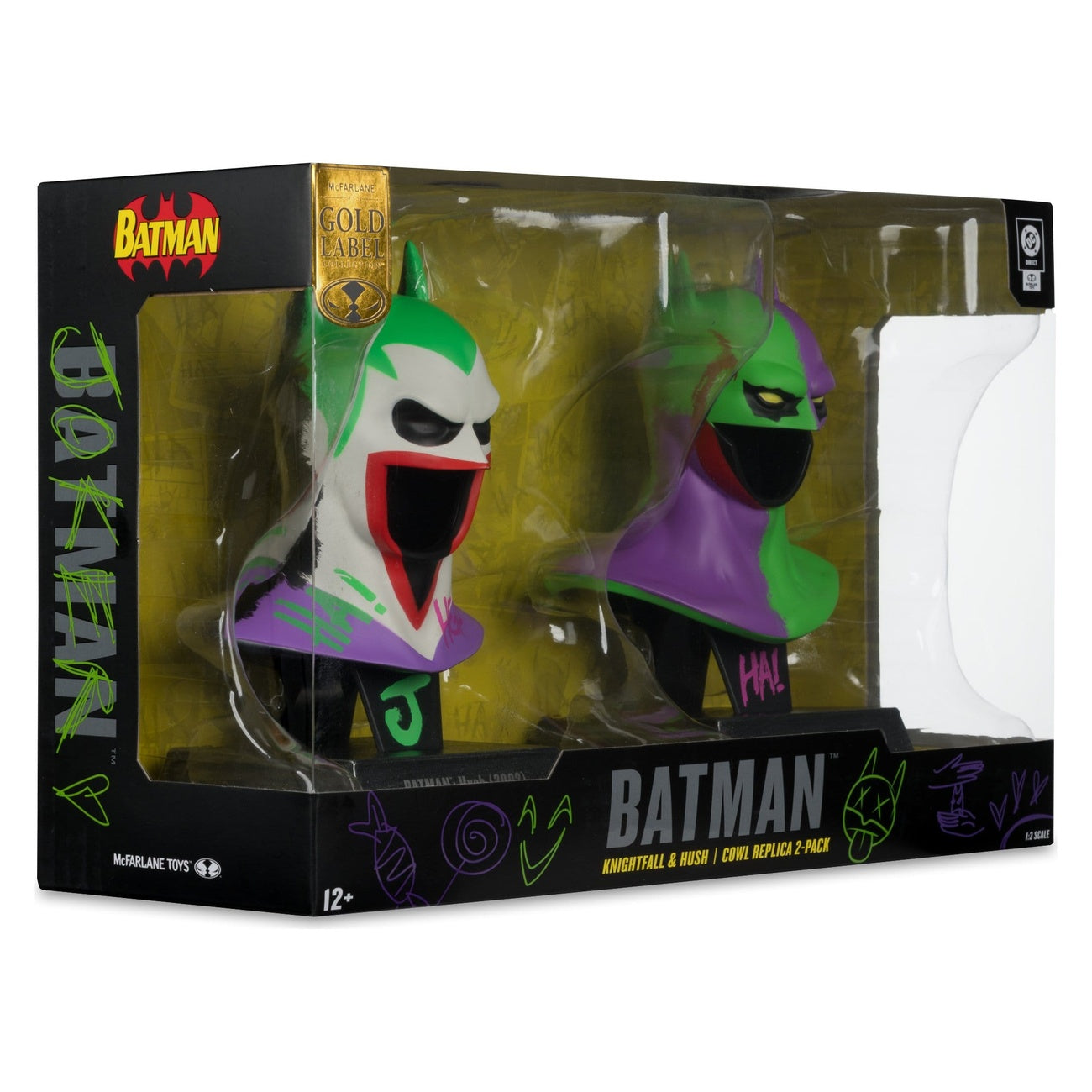Productafbeelding Batman DC Direct Mini-replica 1/3 2-pack Batman Maskers Hush & Knightfall (Jokerized) (Gold Label) 18 cm