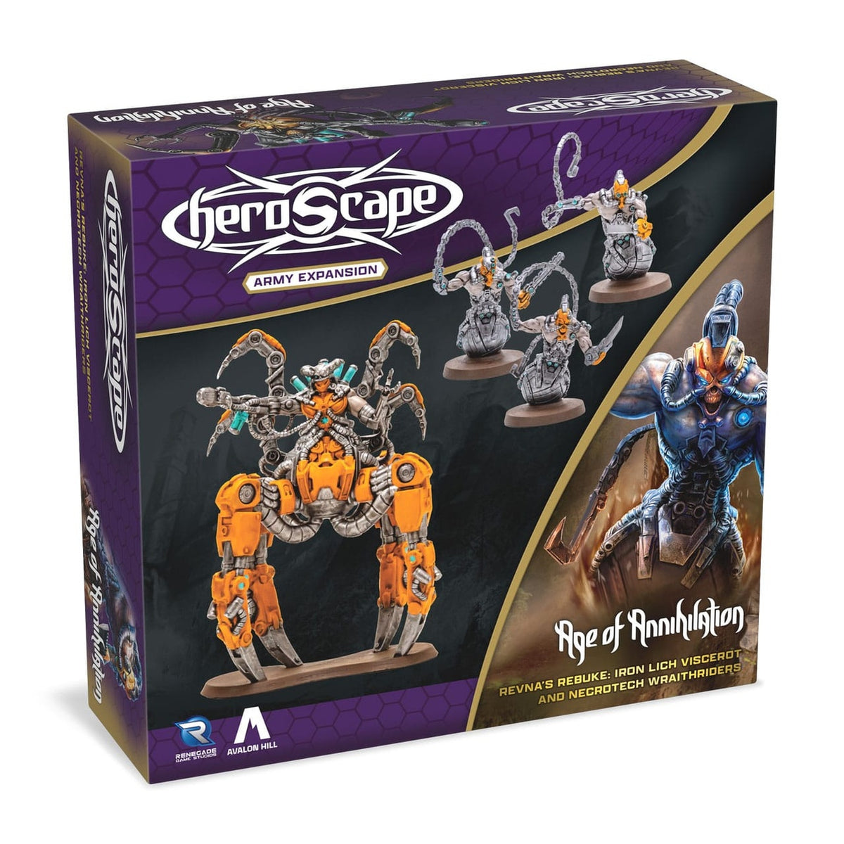 Productafbeelding Heroscape Uitbreiding Revna's Rebuke: Iron Lich Viscerot and Necrotech Wraithriders Army *Engelse versie*