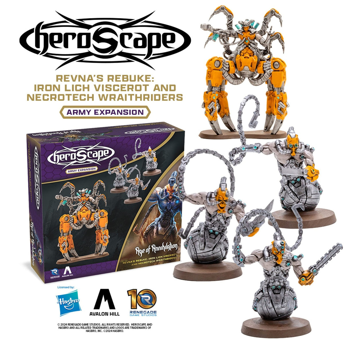 Productafbeelding Heroscape Uitbreiding Revna's Rebuke: Iron Lich Viscerot and Necrotech Wraithriders Army *Engelse versie*