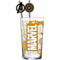 Productafbeelding Marvel glazen tumbler met rietjes Logo & Avengers 485 ml