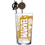 Productafbeelding Marvel glazen tumbler met rietjes Logo & Avengers 485 ml