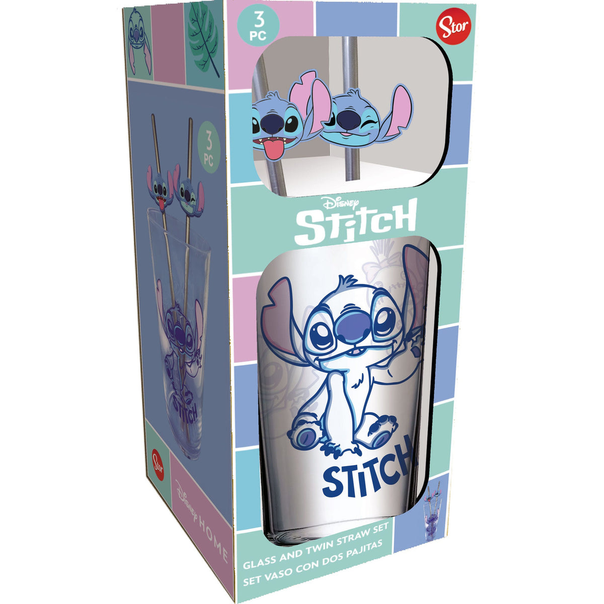 Productafbeelding Lilo & Stitch glazen tumbler met rietjes Stitch 485 ml