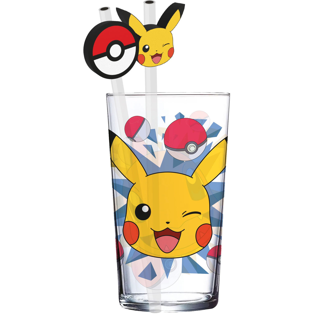 Productafbeelding Pokémon glazen tumbler met rietjes Pikachu 485 ml