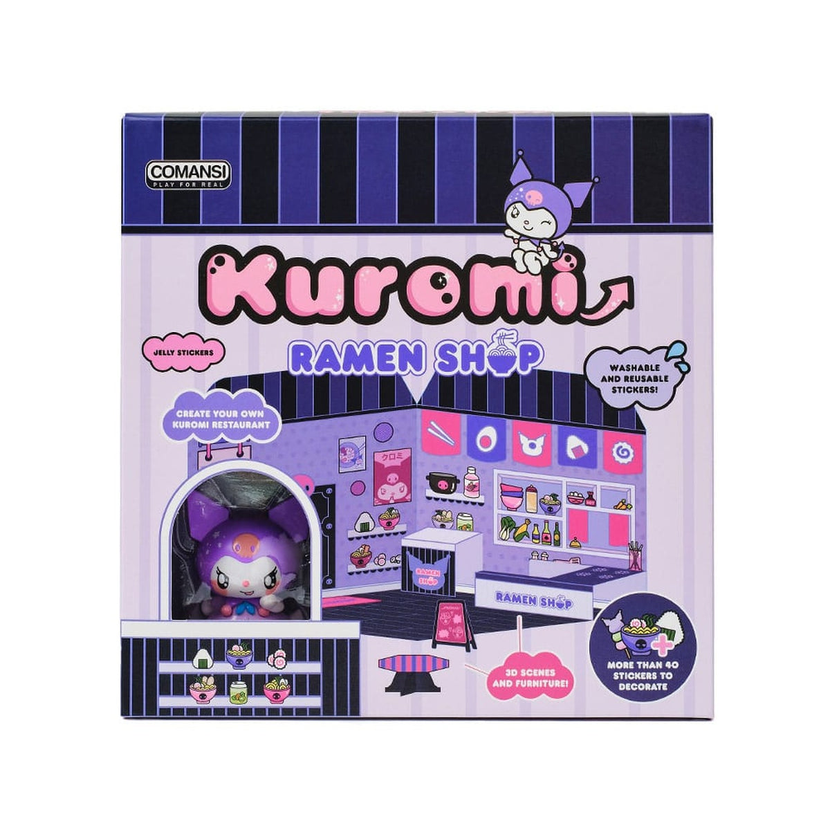Productafbeelding Hello Kitty and Friends Mini Figuur Sticker House Kuromi Ramen Shop