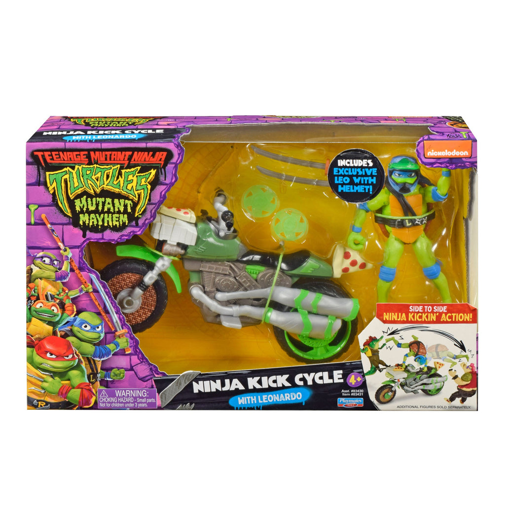 Productafbeelding Teenage Mutant Ninja Turtles: Mutant Mayhem Drive N Kick actiefiguur Leonardo & motor 11 cm