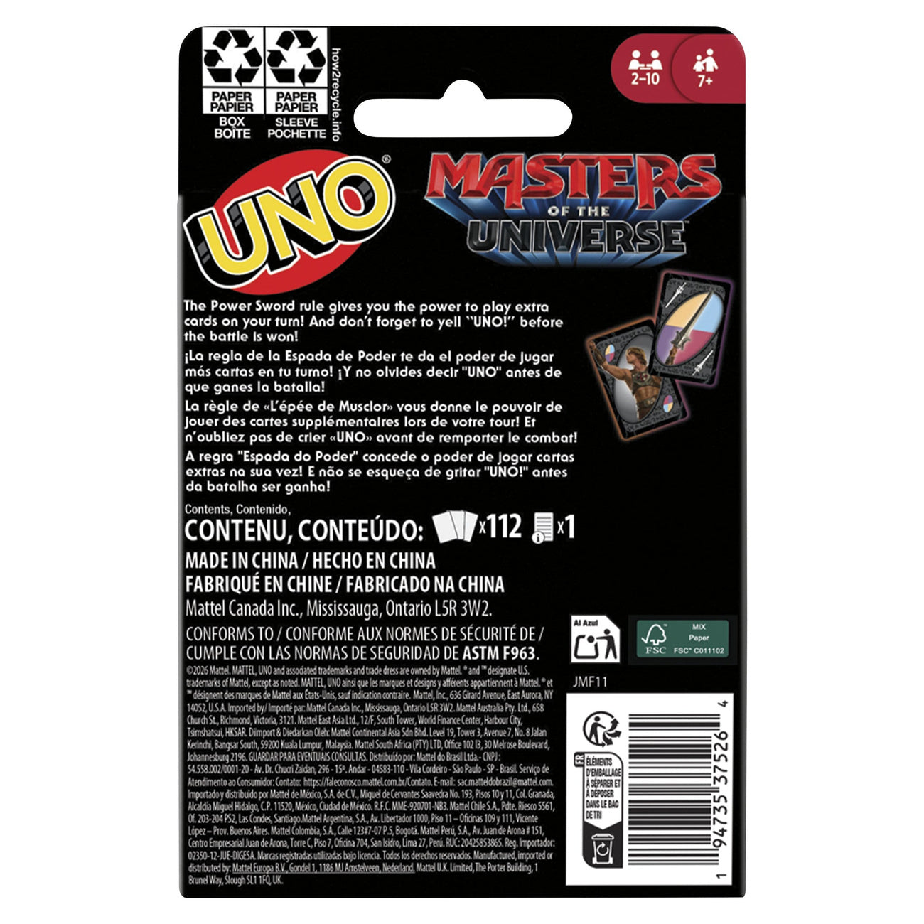 Productafbeelding Masters of the Universe 2026 Movie UNO Kaartspel