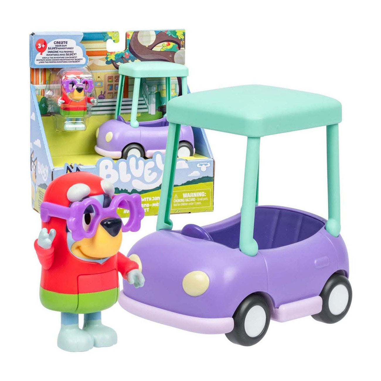 Productafbeelding Bluey minifiguur speelset Janet & Oma’s auto