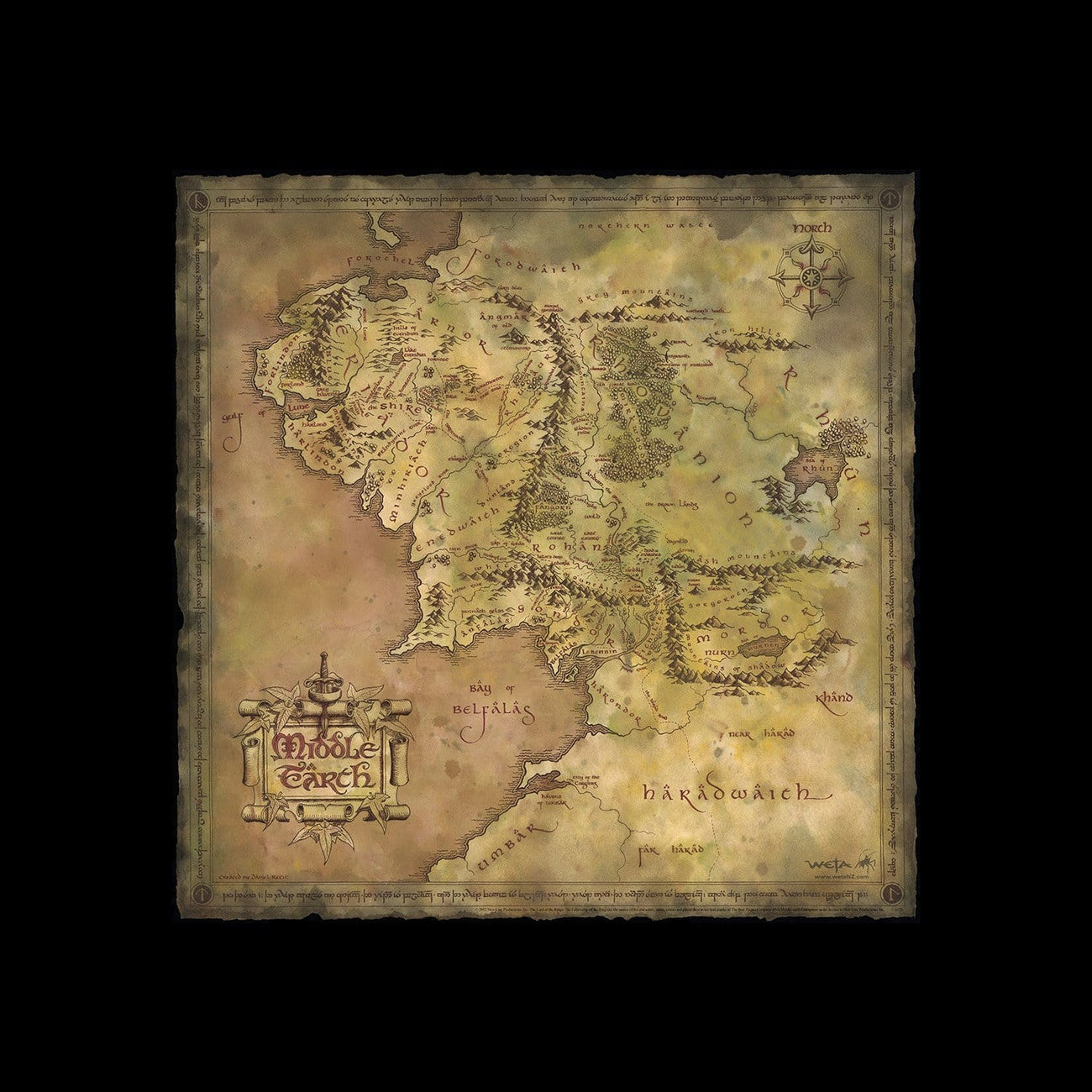 Productafbeelding The Lord of the Rings Artprint Parchment Map of Middle-earth 59 x 30 cm