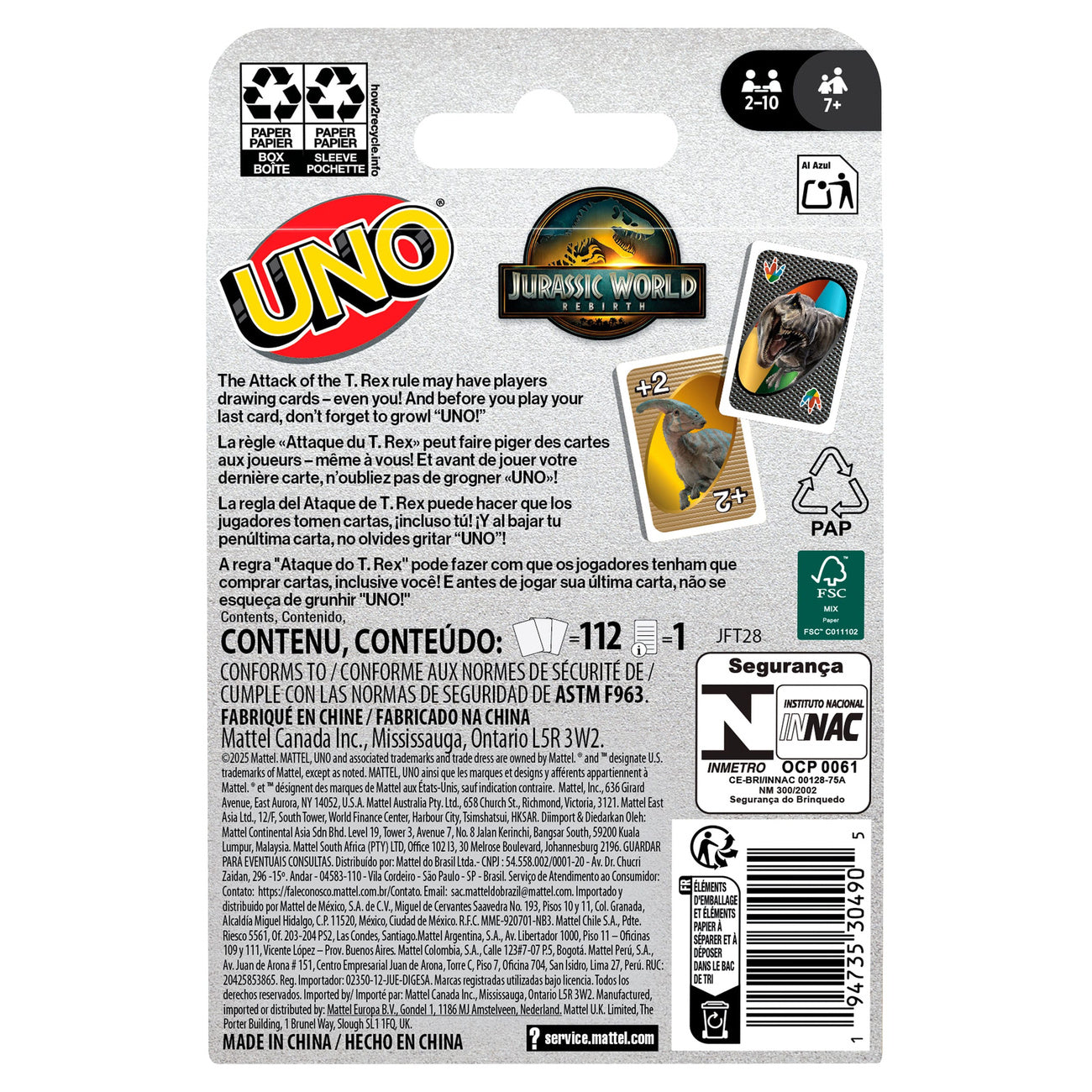 Productafbeelding Jurassic World: De Wedergeboorte UNO Kaartspel