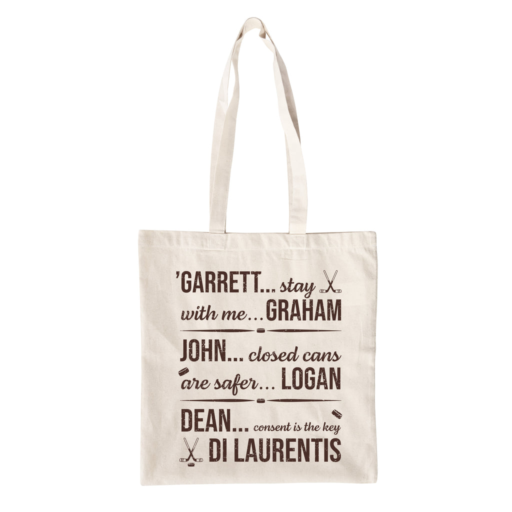 Productafbeelding Garrett, John en Dean katoenen totebag voor Off Campus‑fans