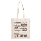 Productafbeelding Garrett, John en Dean katoenen totebag voor Off Campus‑fans