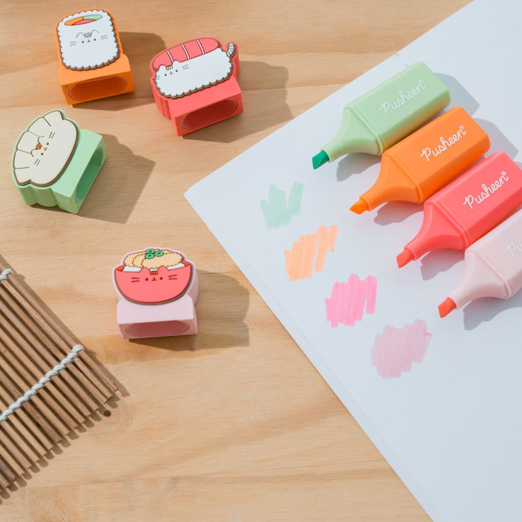 Productafbeelding Pusheen Sushi Roll markeerstiften met toppers set van 4