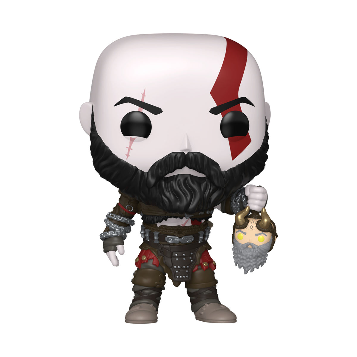 Productafbeelding God of War: Ragnarok - Kratos met Mimir's hoofd Funko Pop figuur
